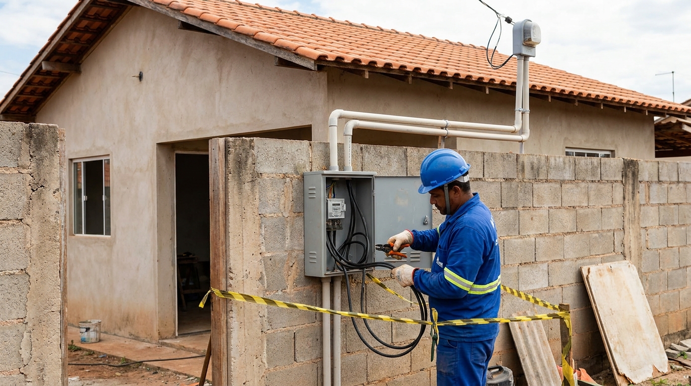 Eletricista instalando padrao de energia em Salvador‑BA
