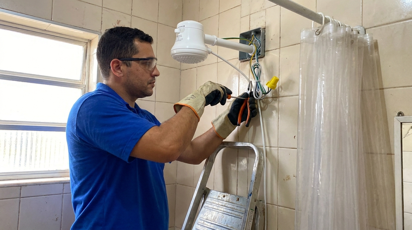 Instalacao de chuveiro eletrico residencial em Salvador‑BA