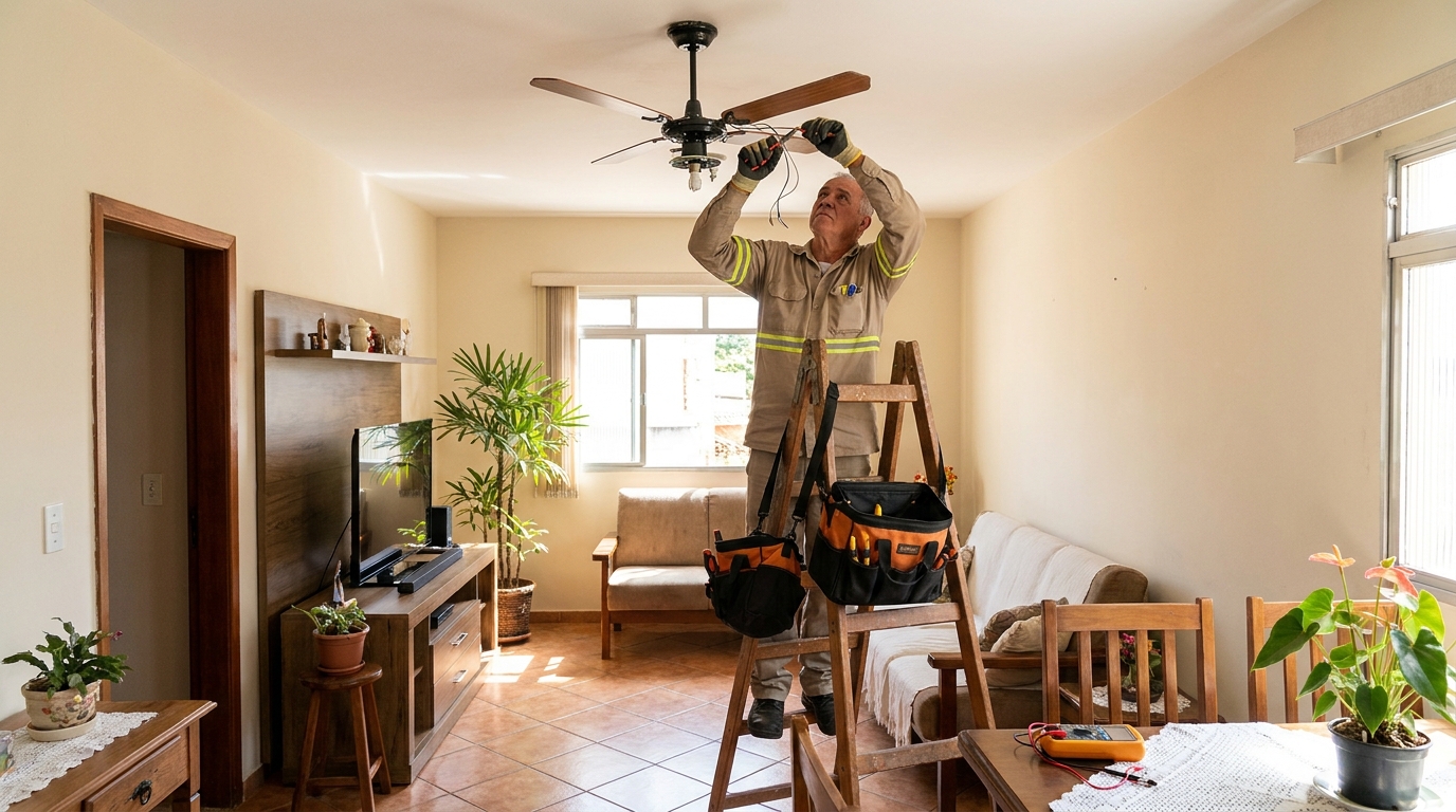 Montagem de ventilador de teto em Salvador‑BA